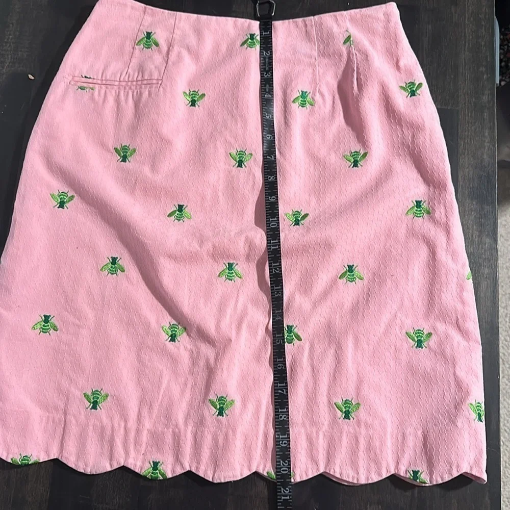 Lily Pulitzer Vintage Embroidered Honey Bee Pencil Skirt Scalloped Hem Size 6